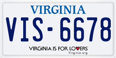 VA license plate VIS6678