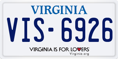 VA license plate VIS6926
