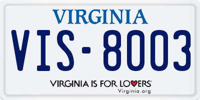 VA license plate VIS8003