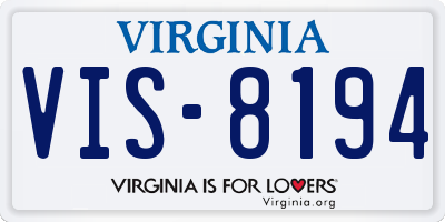VA license plate VIS8194