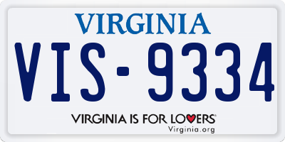 VA license plate VIS9334