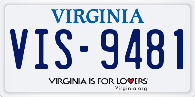 VA license plate VIS9481