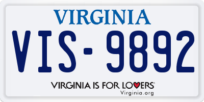 VA license plate VIS9892