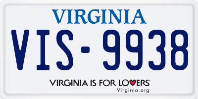 VA license plate VIS9938