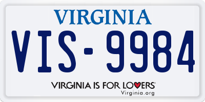 VA license plate VIS9984
