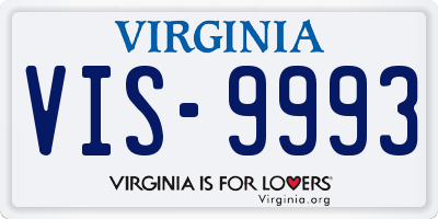 VA license plate VIS9993