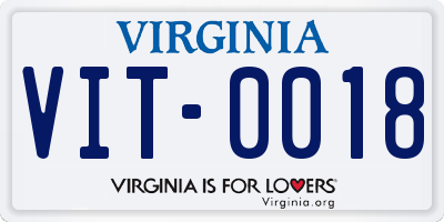 VA license plate VIT0018