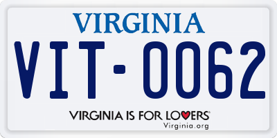 VA license plate VIT0062
