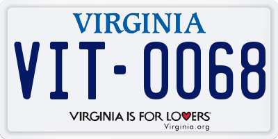 VA license plate VIT0068