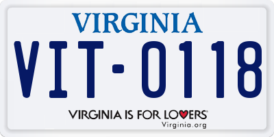 VA license plate VIT0118