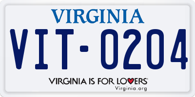 VA license plate VIT0204