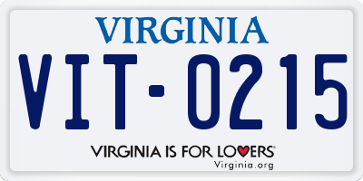 VA license plate VIT0215