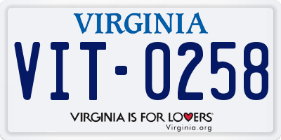 VA license plate VIT0258
