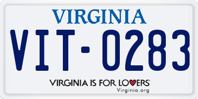VA license plate VIT0283