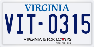VA license plate VIT0315