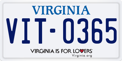 VA license plate VIT0365