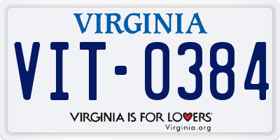 VA license plate VIT0384