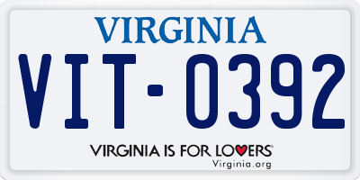 VA license plate VIT0392