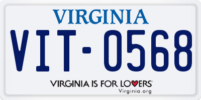 VA license plate VIT0568