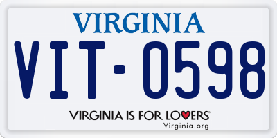 VA license plate VIT0598