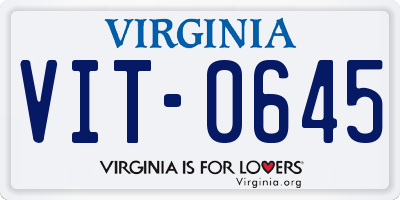 VA license plate VIT0645