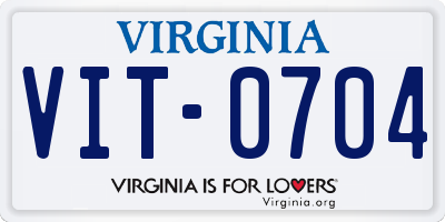 VA license plate VIT0704