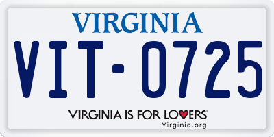 VA license plate VIT0725