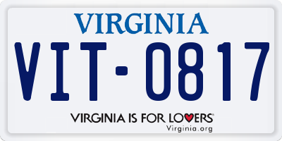 VA license plate VIT0817