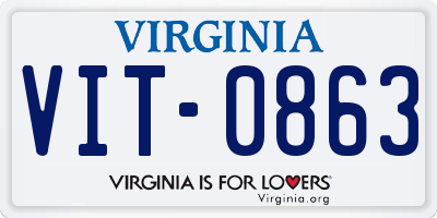VA license plate VIT0863