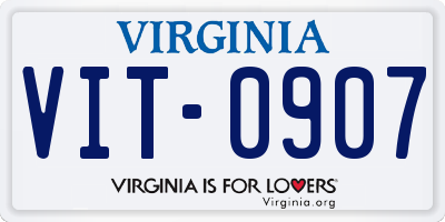 VA license plate VIT0907