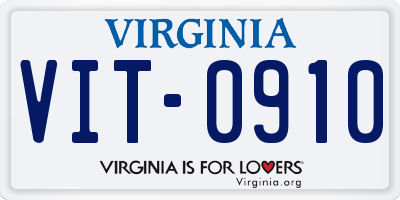 VA license plate VIT0910