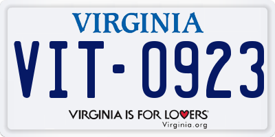 VA license plate VIT0923