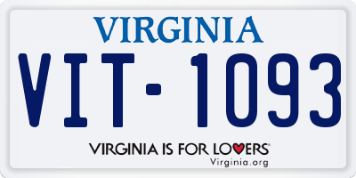 VA license plate VIT1093