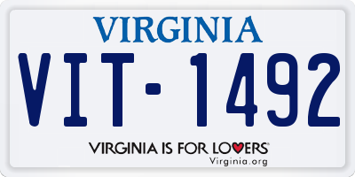 VA license plate VIT1492