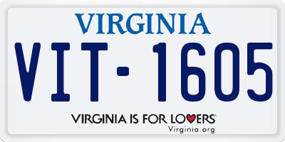 VA license plate VIT1605