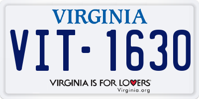 VA license plate VIT1630