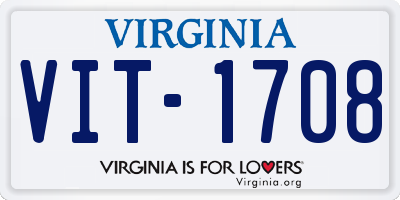 VA license plate VIT1708