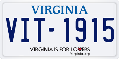VA license plate VIT1915