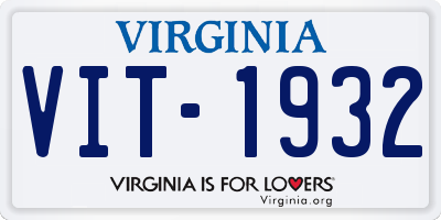 VA license plate VIT1932