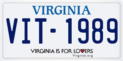 VA license plate VIT1989