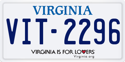 VA license plate VIT2296