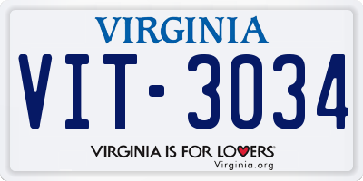 VA license plate VIT3034