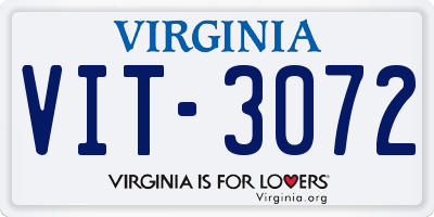 VA license plate VIT3072