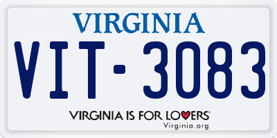 VA license plate VIT3083