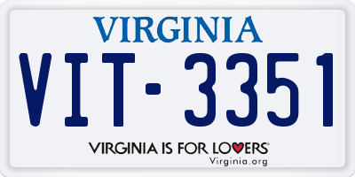 VA license plate VIT3351