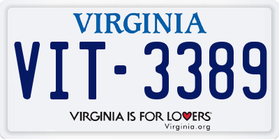VA license plate VIT3389