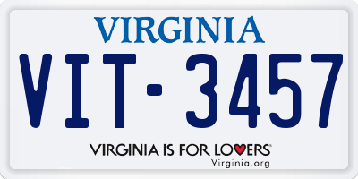 VA license plate VIT3457