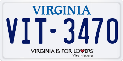 VA license plate VIT3470