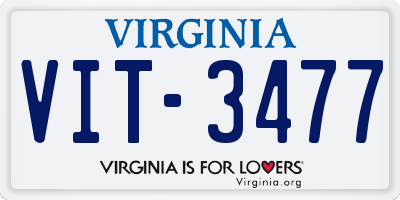 VA license plate VIT3477