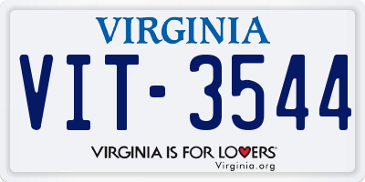 VA license plate VIT3544